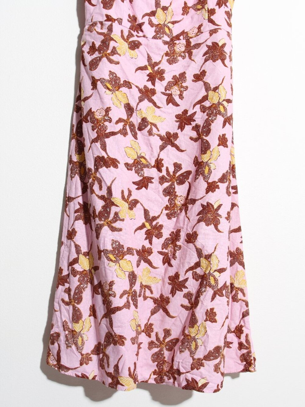 House of Harlow 1960 Linen Blend Pink Tropical Print Midi Dress Floral Sz Large - Picture 3 of 13